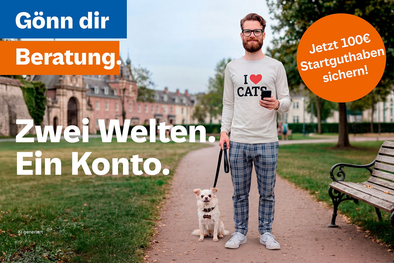 Mann mit Hund im Park.