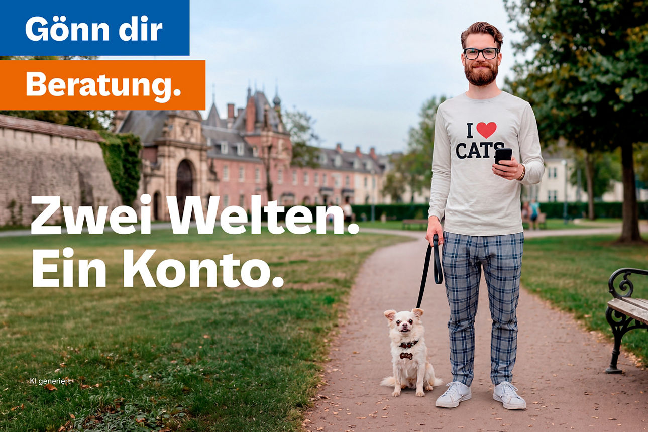 Mann mit Hund im Park.