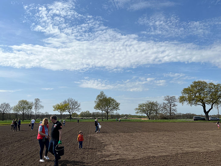 Menschen arbeiten auf einem Feld