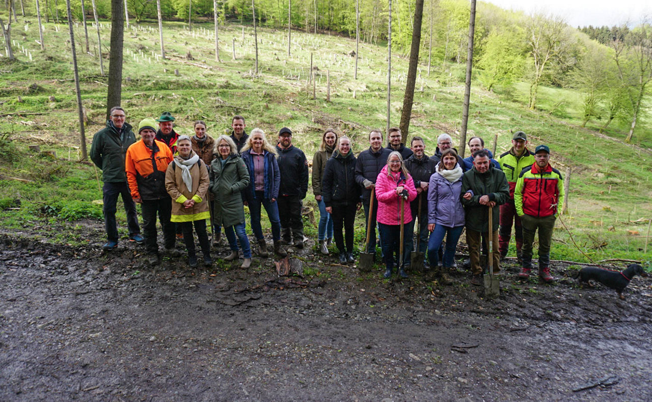 Gruppe Menschen mit Sparten im Wald