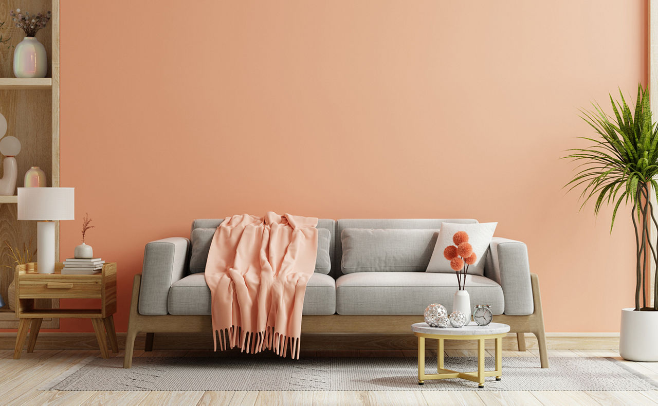 Graues Sofa in einem Wohnzimmer