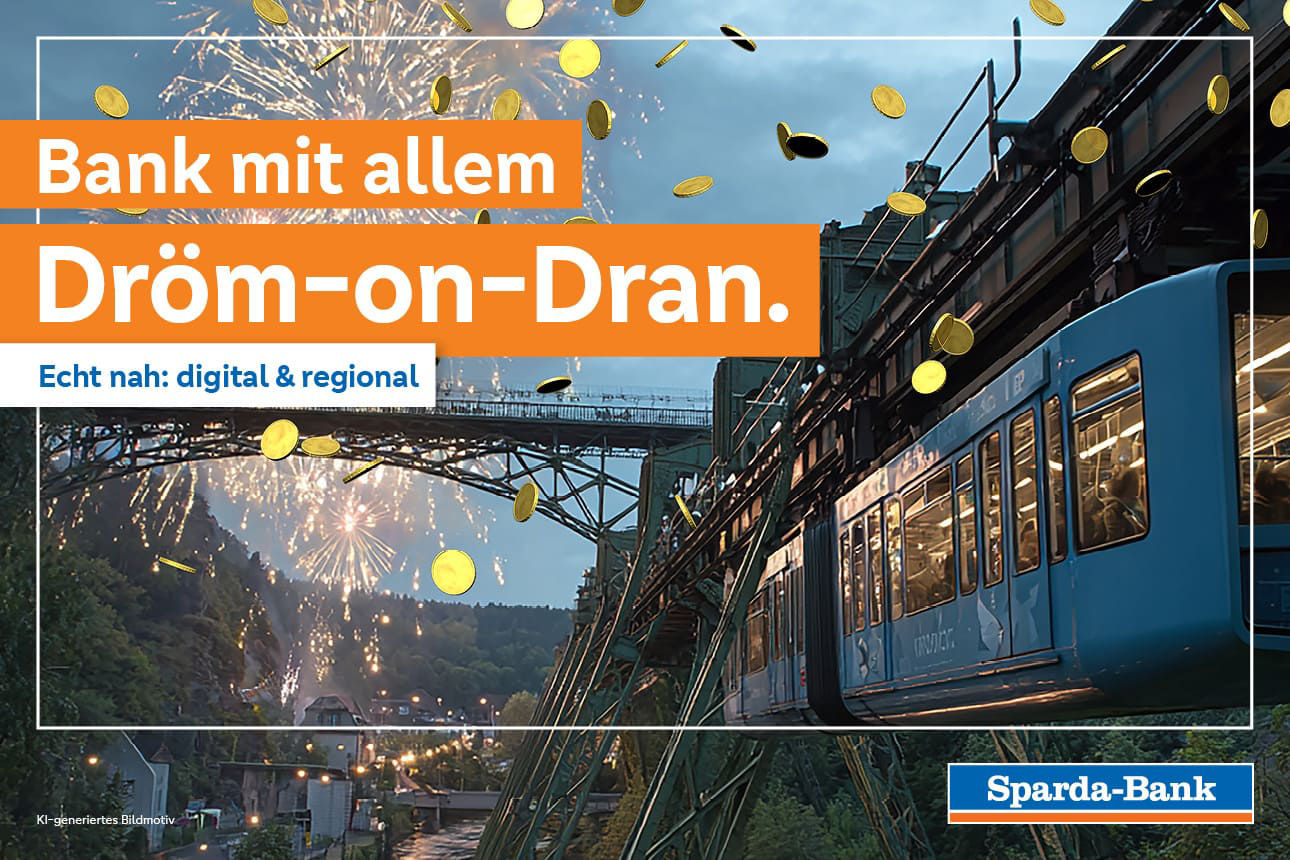 KI-Generiertes Bild: Darstellung "Bergisches Land" mit Münzen.