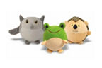 Eule, Igel und Frosch mit Füllung aus Memoryschaum.