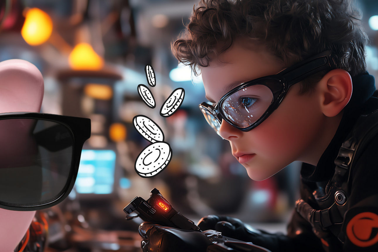 Weltsparwoche 2025: Junger Agent und sein cooles Sparschwein