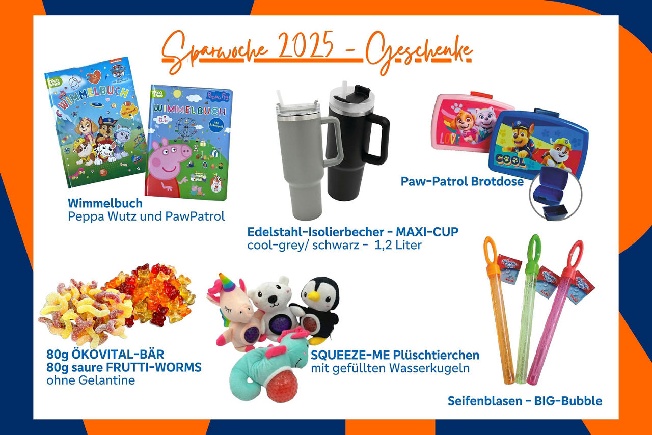 Übersicht aller Geschenke für die Sparwoche 2025