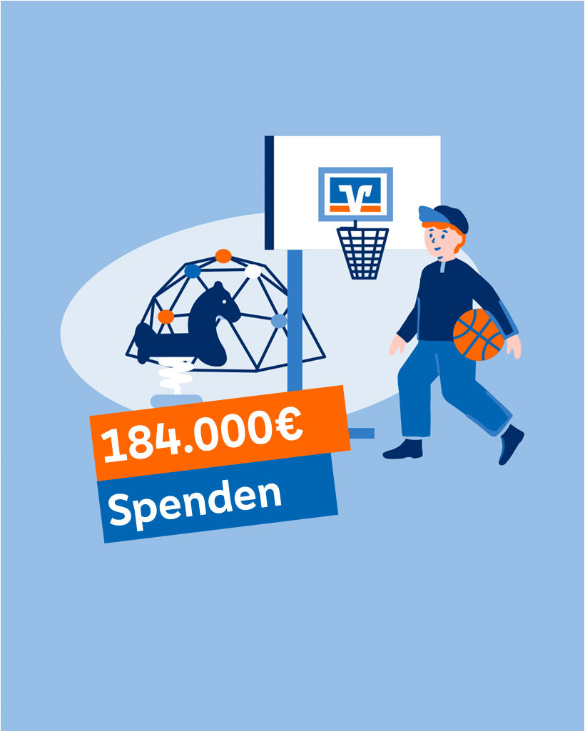 Illustration, die zeigt, welche Summen für Spenden- & Sponsoring-Aktionen zusammengekommen sind