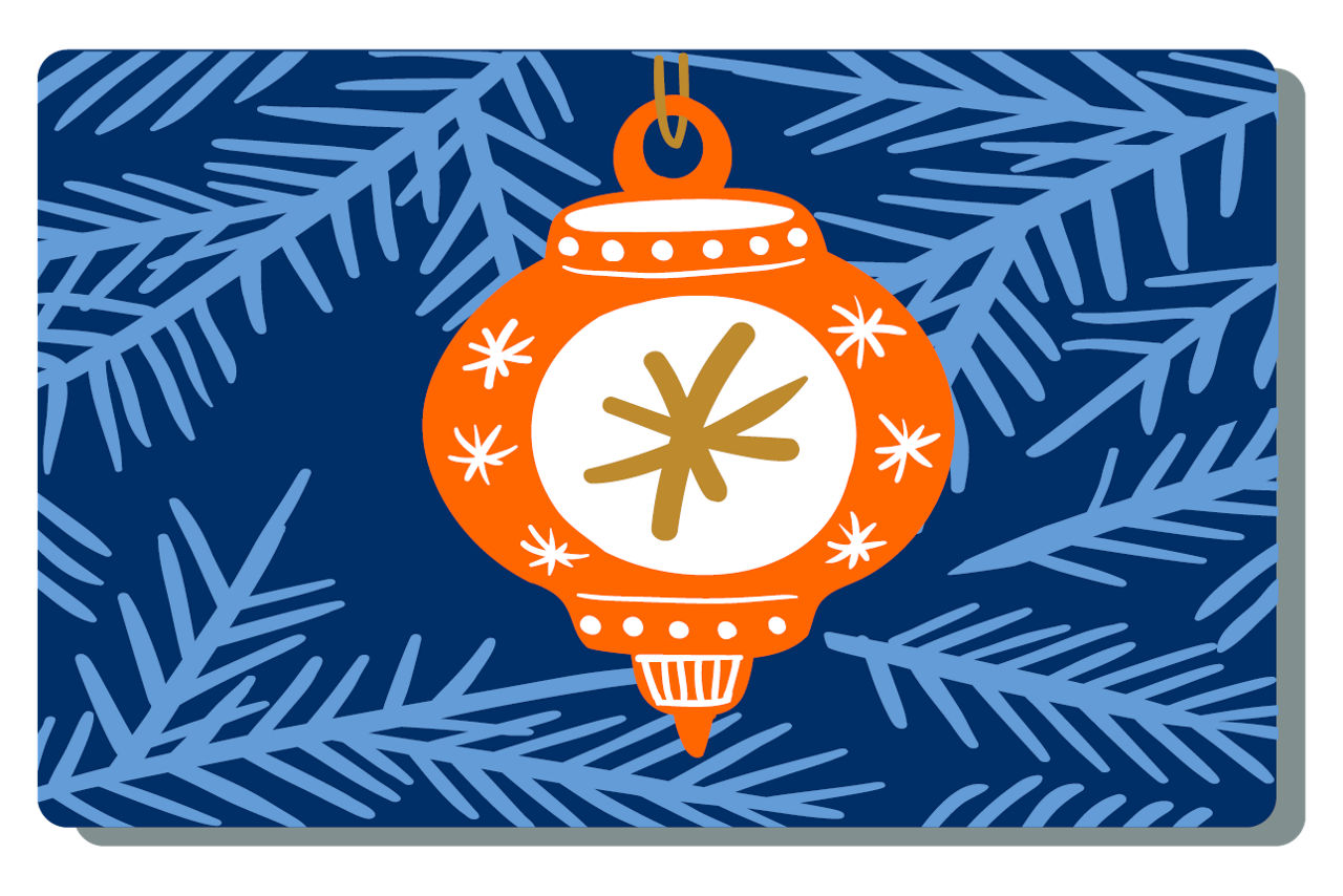 Illustrierte Weihnachtsapplikation: eine Christbaumkugel