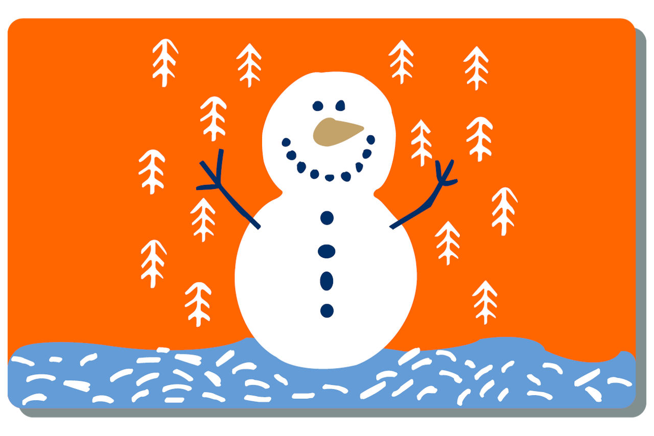 Illustrierte Weihnachtsapplikation: ein Schneemann