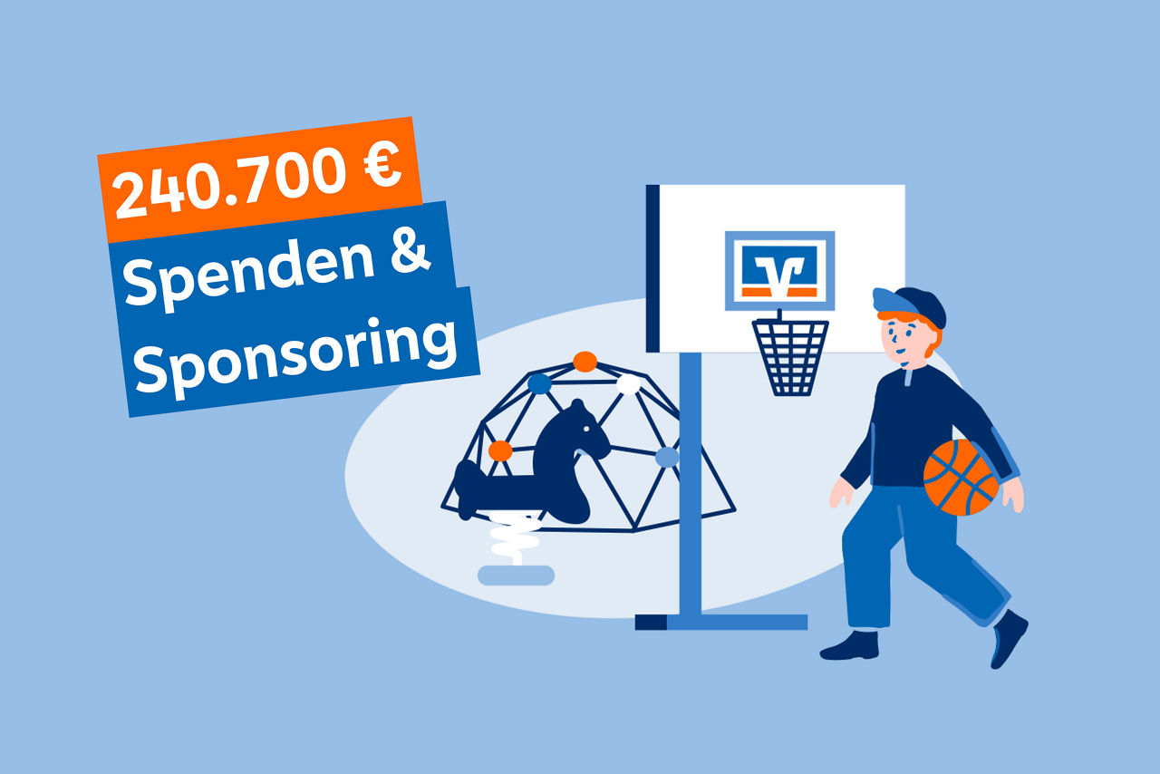 Illustration, die zeigt, welche Summen für Spenden- & Sponsoring-Aktionen zusammengekommen sind