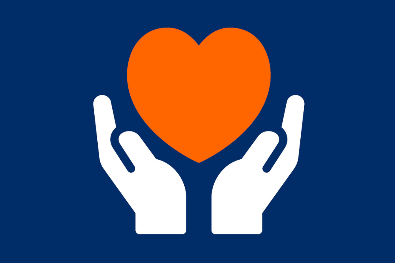 Zwei Hände halten ein Herz