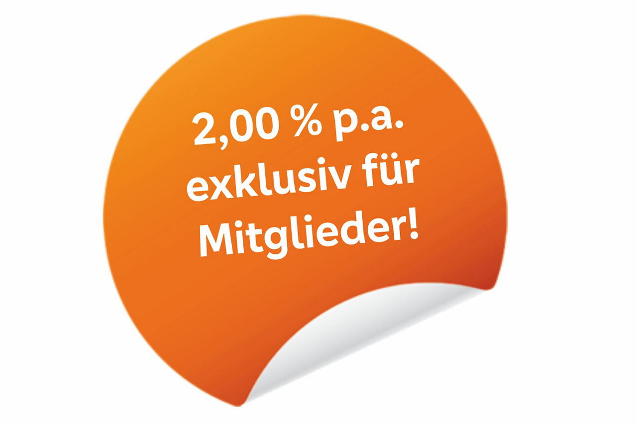 Störer mit Zinssatz für Mitglieder