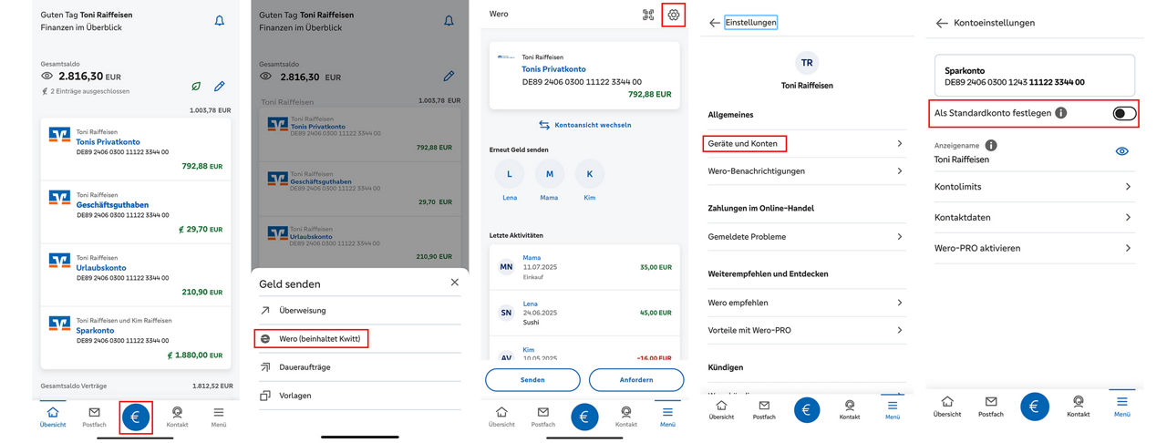 Standardkonto bei Wero festlegen