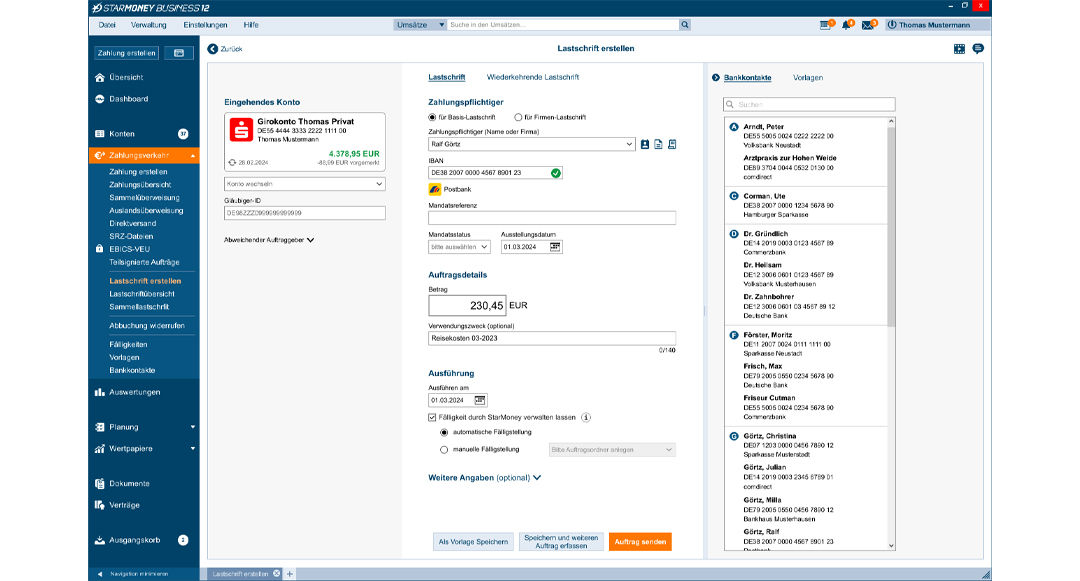 StarMoneyBusiness Lastschrift