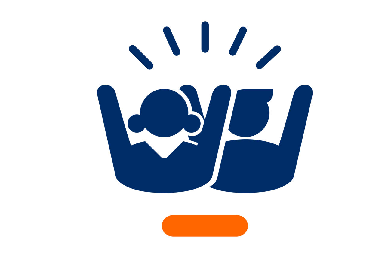 Illustration: Zwei junge Personen, die ihre Arme in der Luft haben und sich freuen.