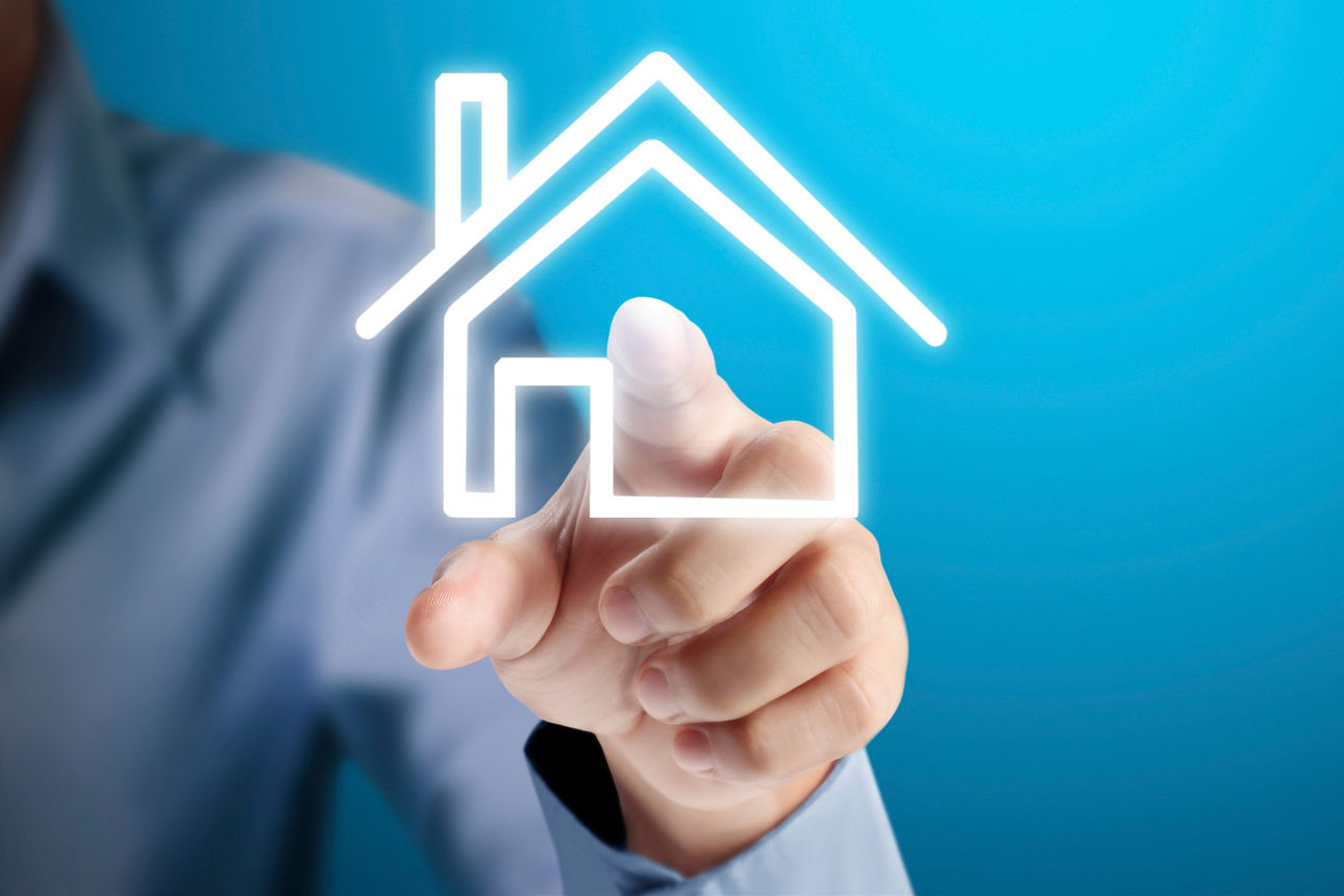 Hand drückt ein Haus Icon