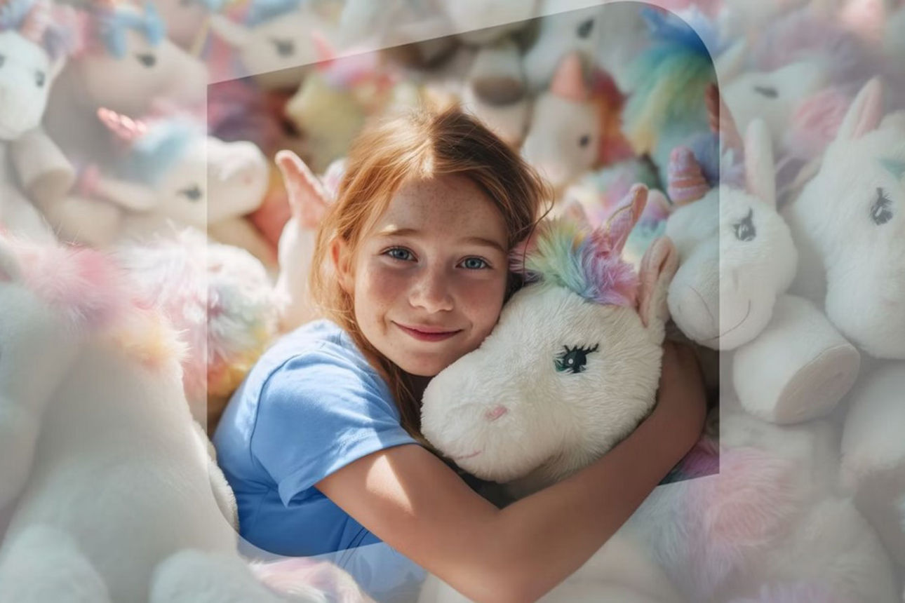 Mädchen mit Einhornkuscheltier