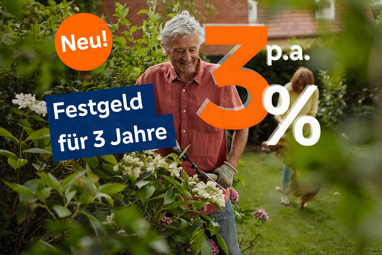 Text "3% p.a. Festgeld für 3 Jahre"
