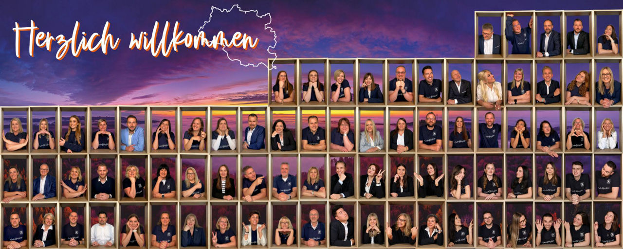 Collage von Mitarbeitern und Mitarbeiterinnen der VR-Bank Südwestpfalz eG