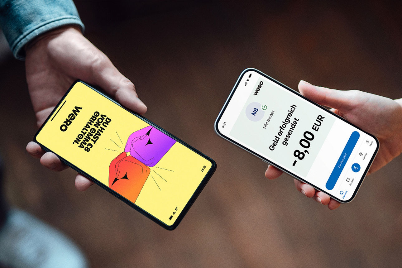 Zwei Handys nutzen Wero