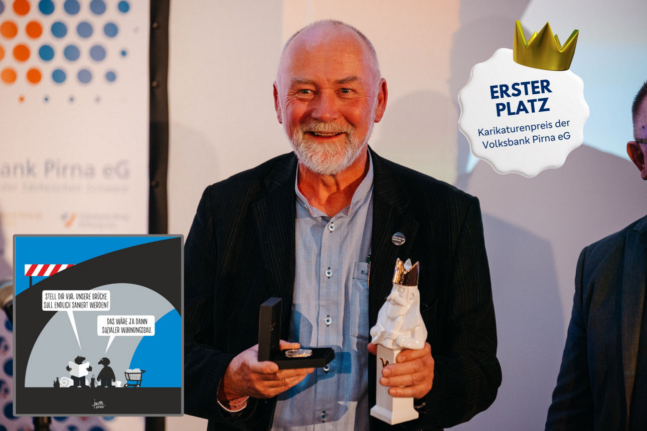 Steffen Jacob gewinnt den 5. Karikaturenpreis "Sächsisch vergoldet".