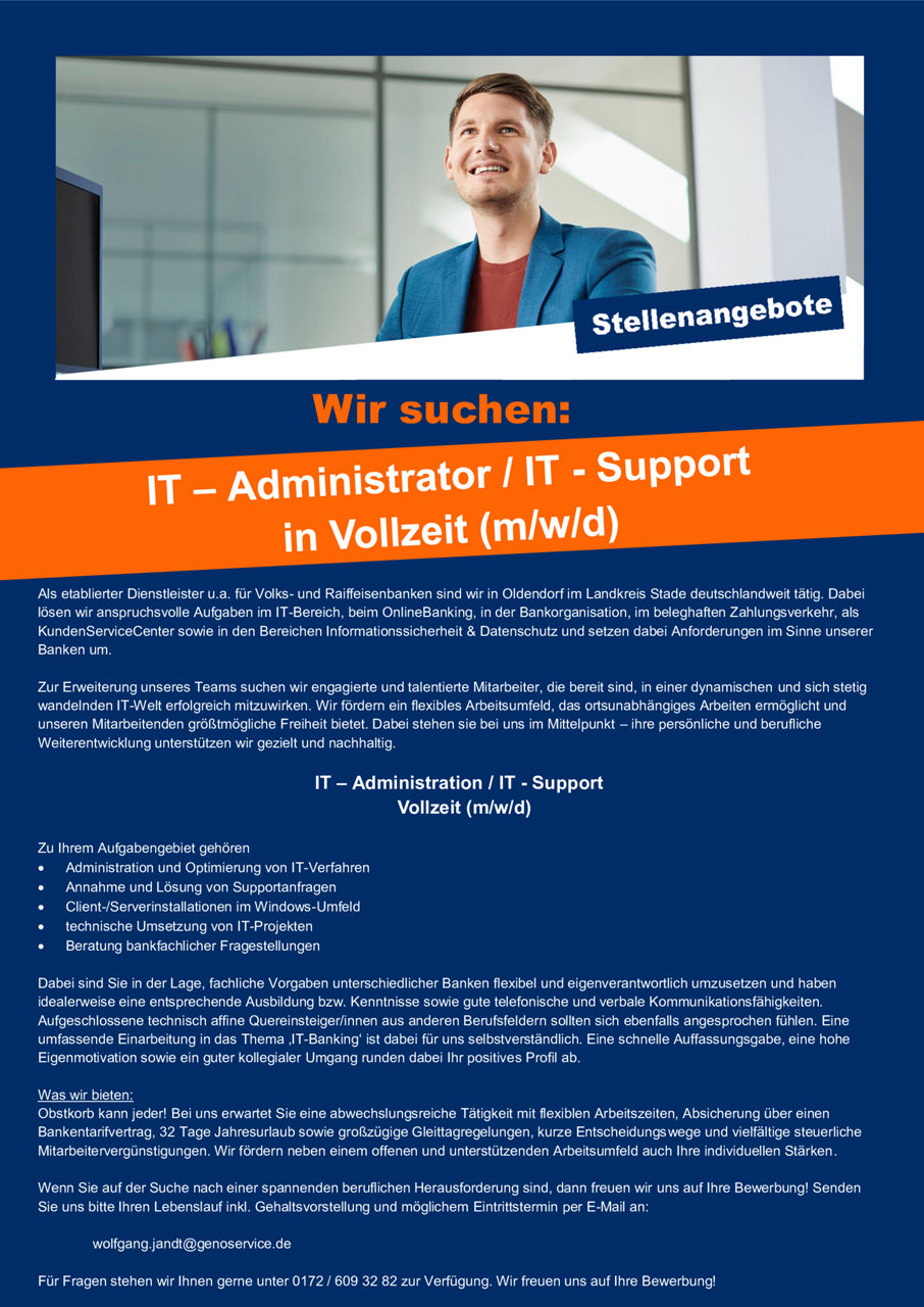 Stellenanzeige IT-Administrator / IT-Support