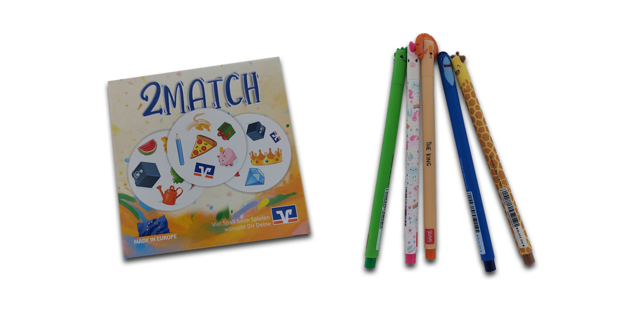 Kartenspiel "2 Match" und radierbare Gelstifte von LEGAMI