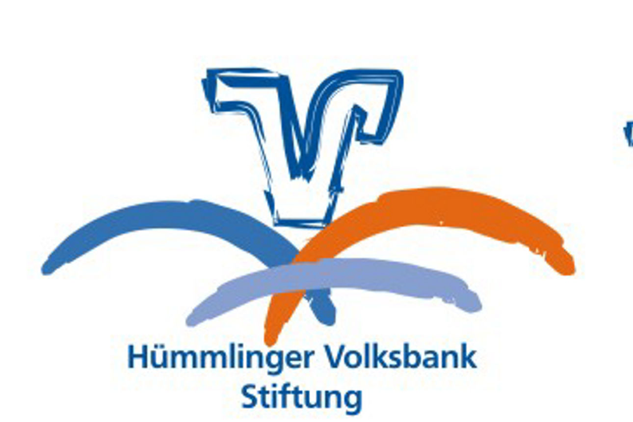 Firmenlogo in den Farben Blau, Orange und Weiß