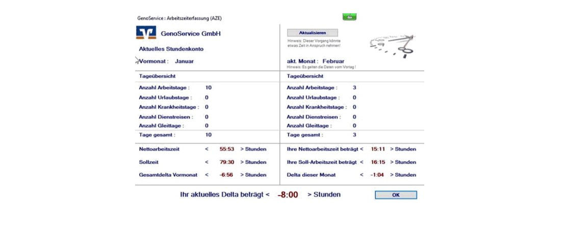 Stundekontoansicht des Mitarbeiters