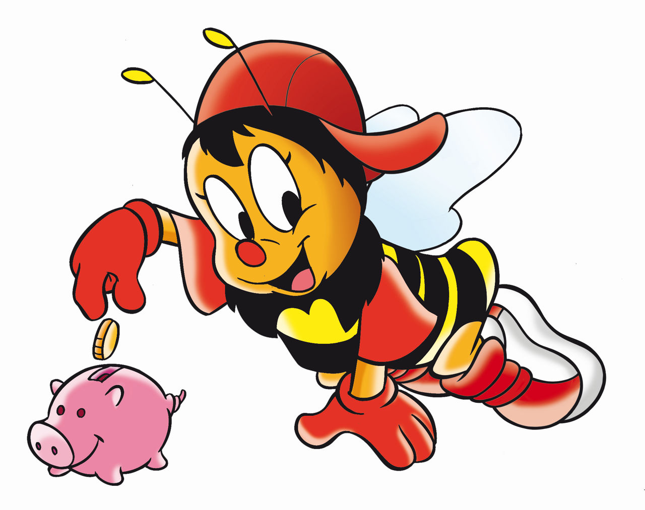 Sumsi wirft Geld ins Sparschwein