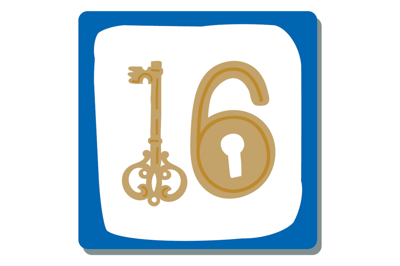 Illustrierte Zahl Eins auf weihnachtlichem Hintergrund