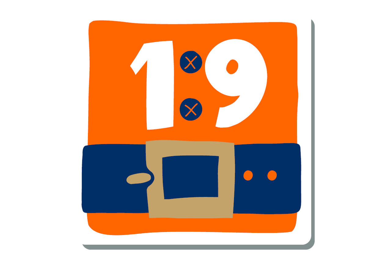 Illustrierte Zahl Eins auf weihnachtlichem Hintergrund