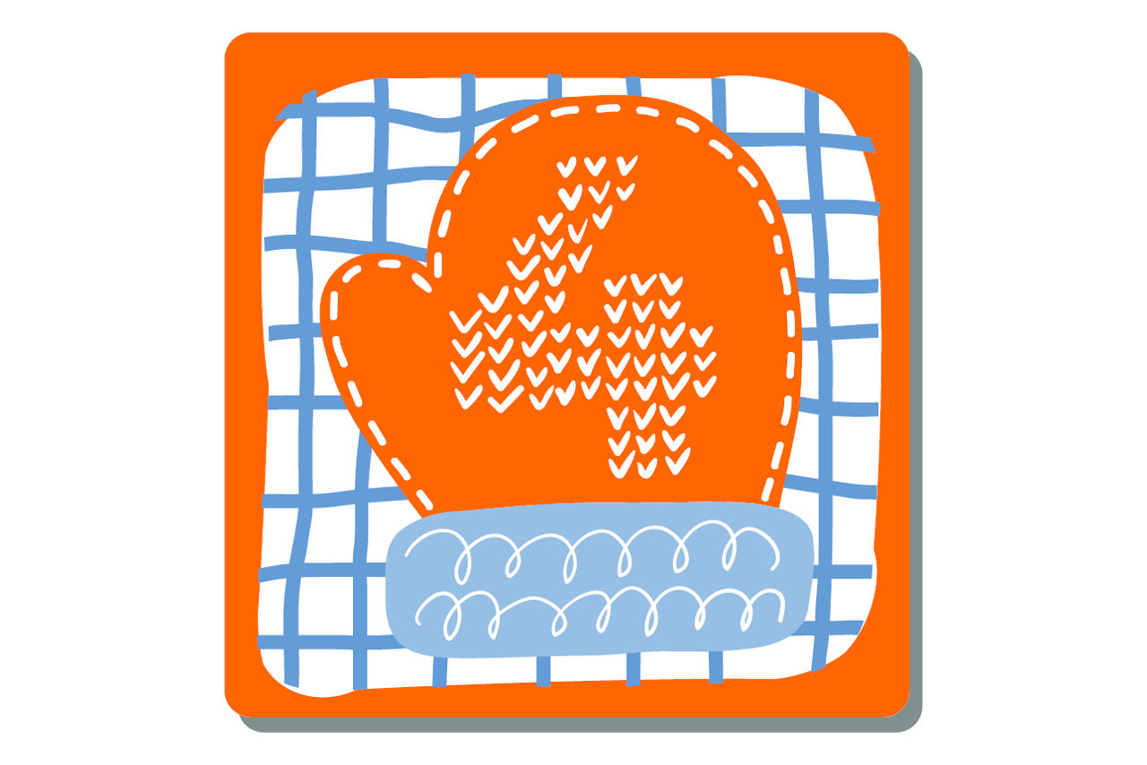 Illustrierte Zahl Eins auf weihnachtlichem Hintergrund