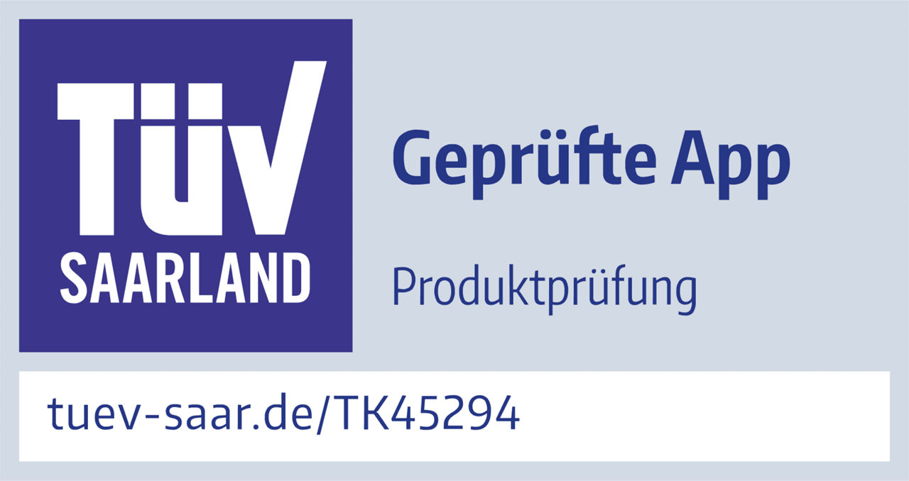 Zertifkatssiegel des TÜV Saarland