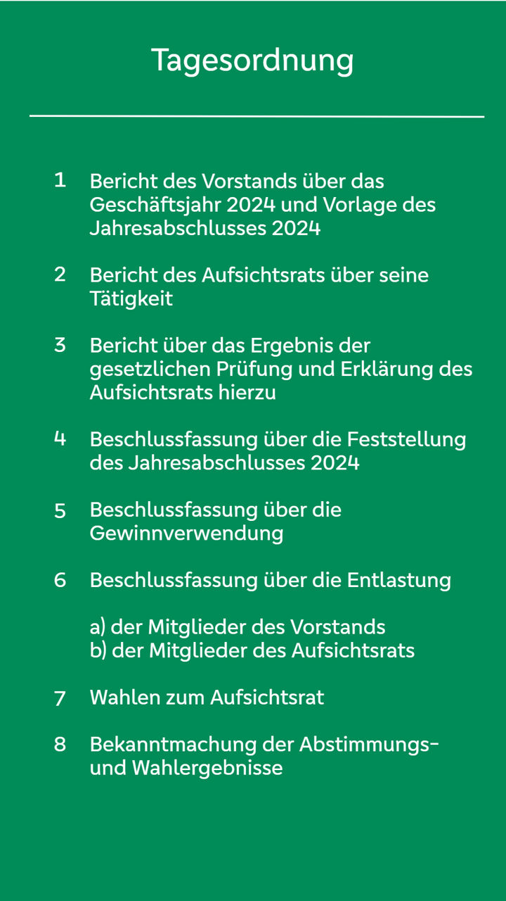 Tagesordnung der Vertreterversammlung 2025
