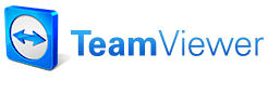 Logo der Anwendung TeamViewer mit dem Text in blau " Team Viewer". 