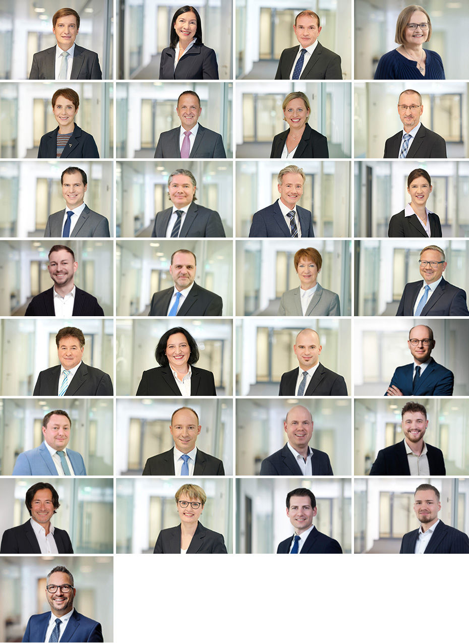 Eine Collage mit allen Mitarbeitern des Private Banking Teams