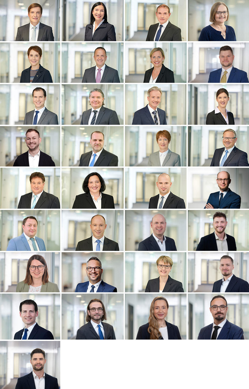 Eine Collage mit allen Mitarbeitern des Private Banking Teams