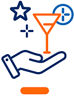 Grafik hand mit Cocktailglas
