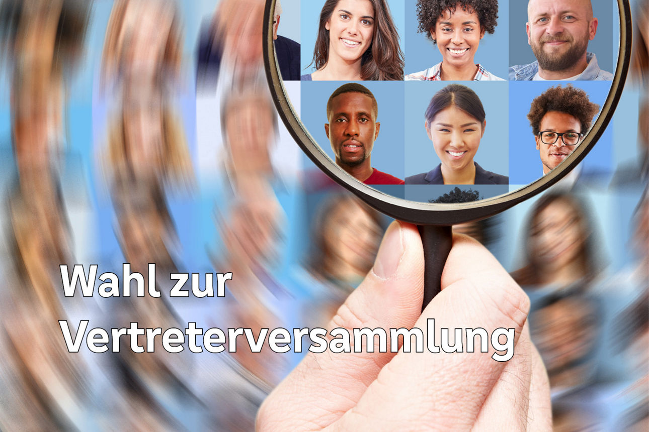 Viele verschiedene Gesichter in einer Luper