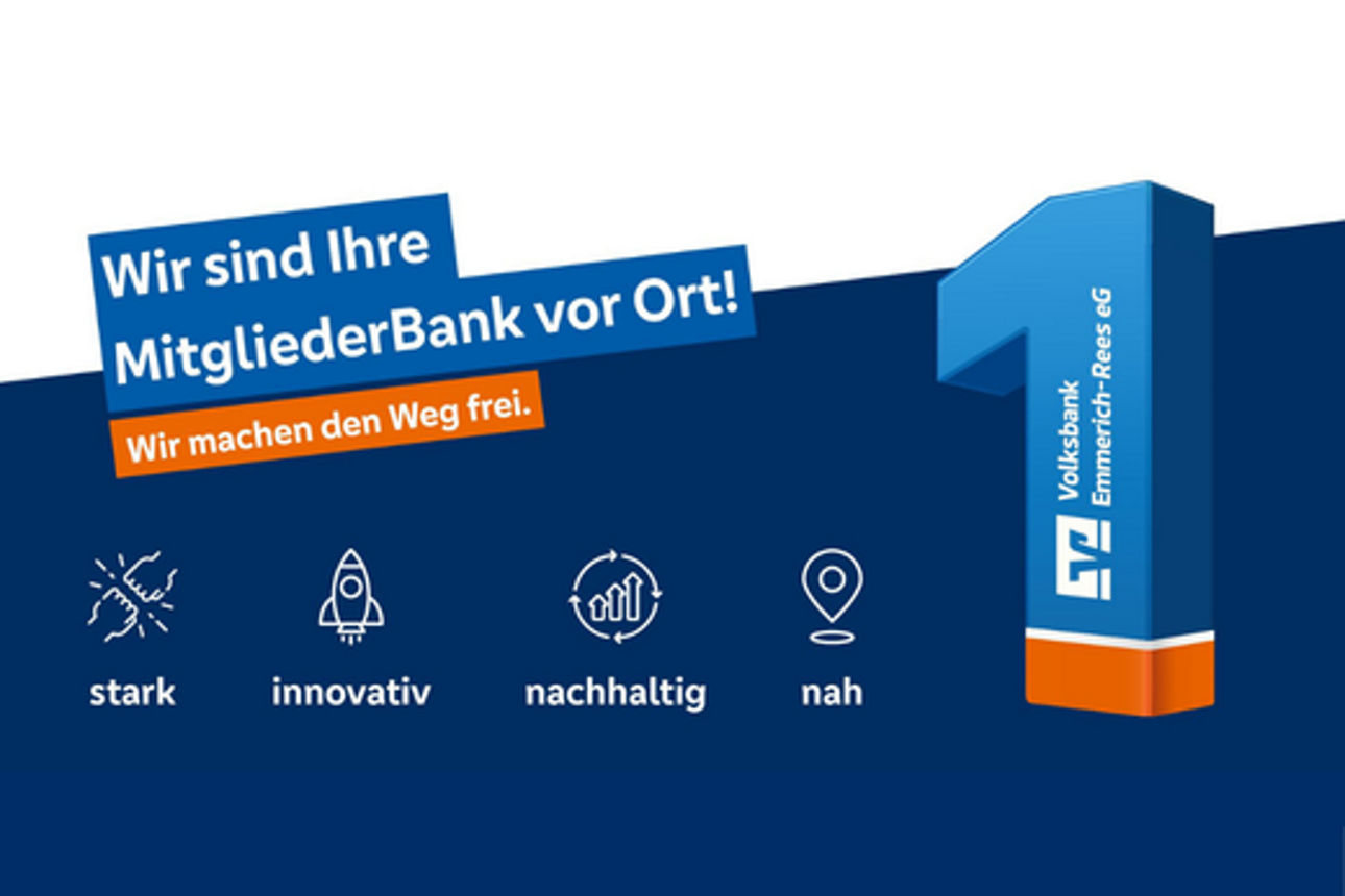 Leitbild der Volksbank Emmerich - stark, innovativ, nachhaltig, nah