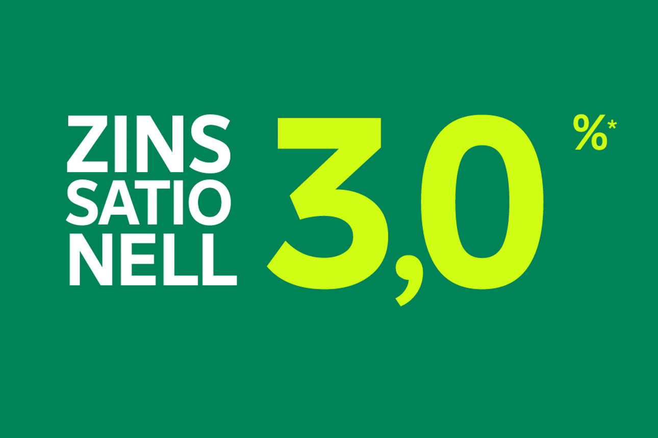 Zinssationell: 3,0 % p.a.* mit unserem PSD FestGeld 