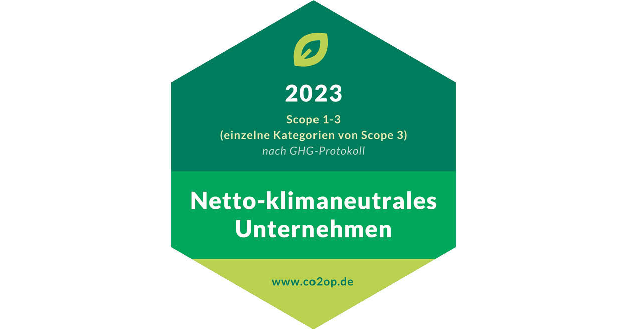 Siegel Netto-klimaneutrales Unternehmen