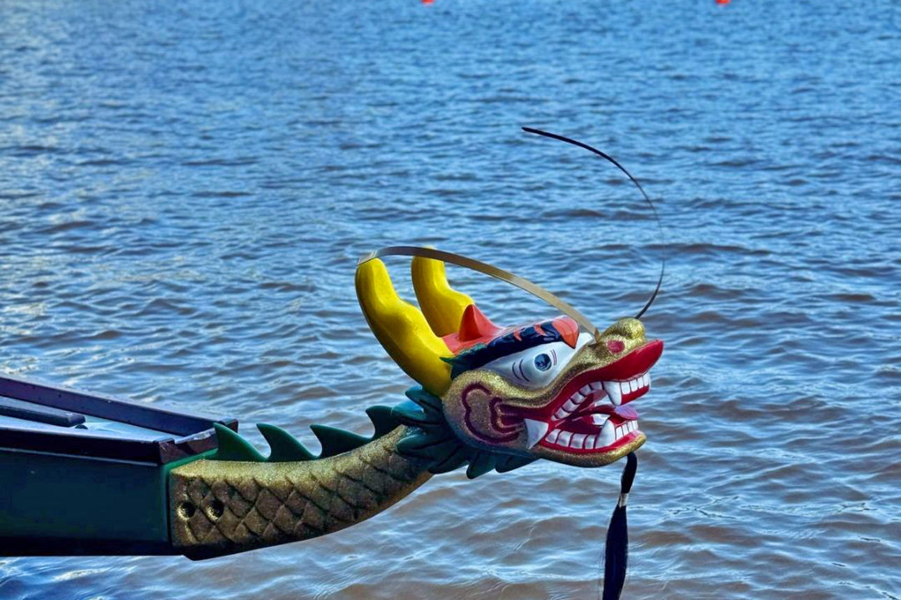 Kopf eines Drachenbootes auf der Binnenalster