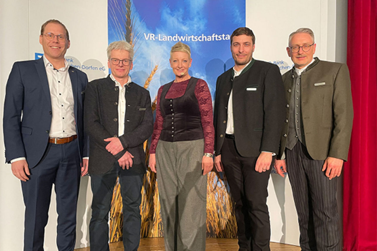 Markus Aigner, Anton Kaltenbrunner, Elke Pelz-Thaller, Robert Kurz und Robert Pyrkosch am Landwirtschaftsabend
