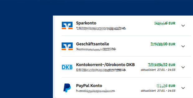 Screenshot aus OnlineBanking Multi-Banken-Fähigkeit