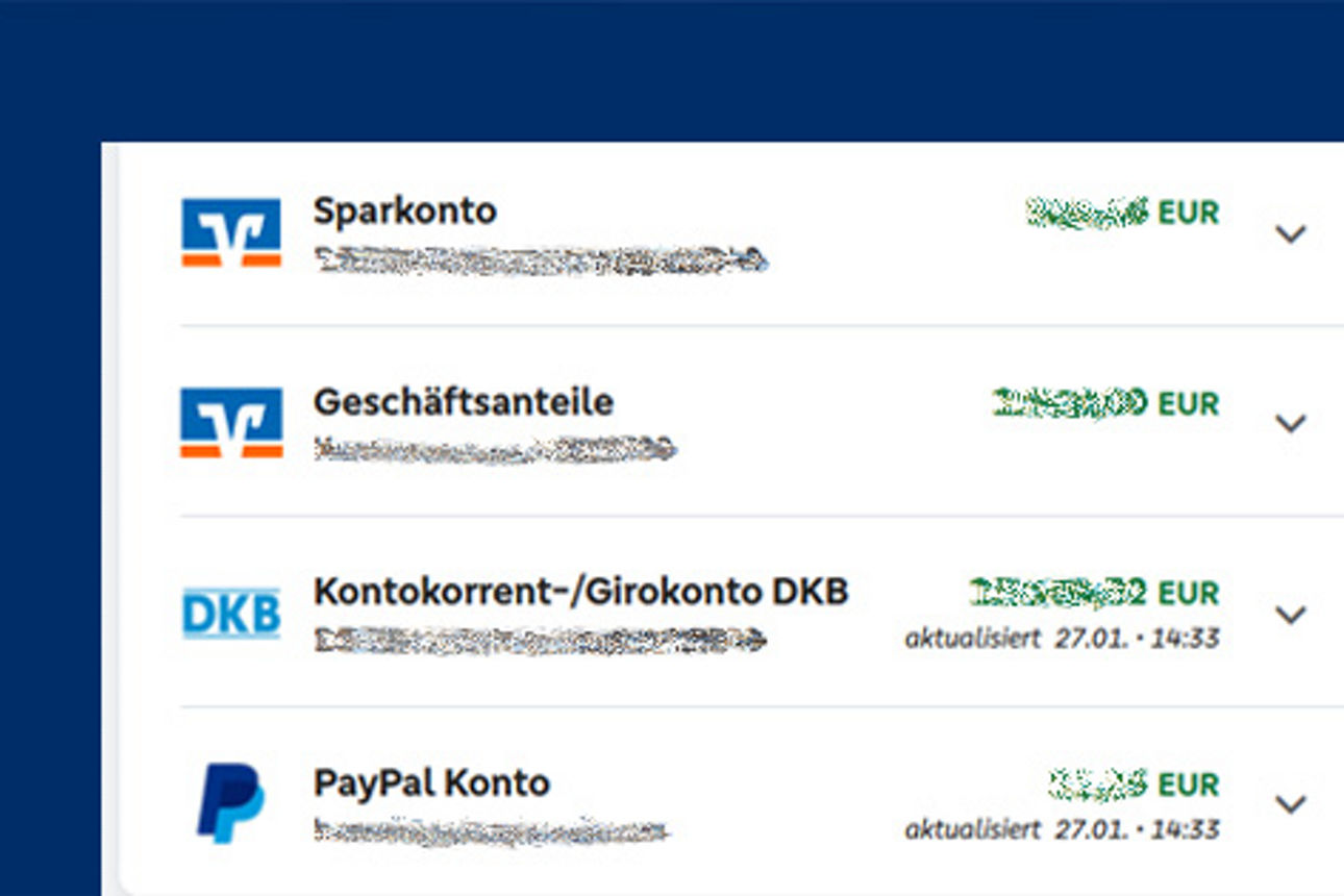 Screenshot aus OnlineBanking Multi-Banken-Fähigkeit