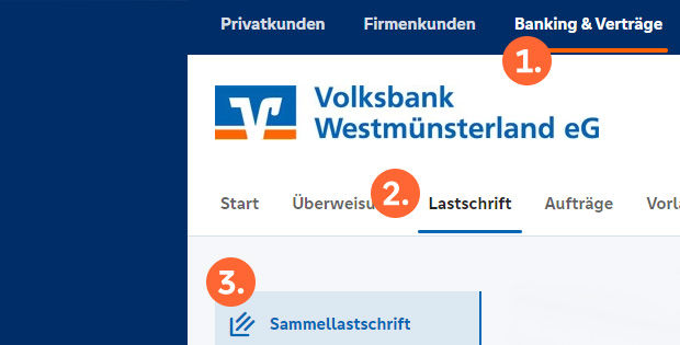 Screenshot aus OnlineBanking SEPA-Lastschrift