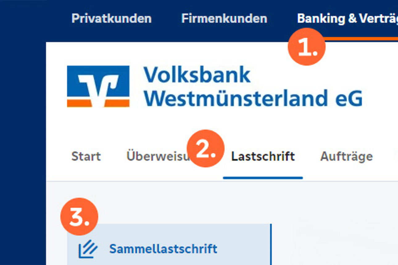 Screenshot aus OnlineBanking SEPA-Lastschrift