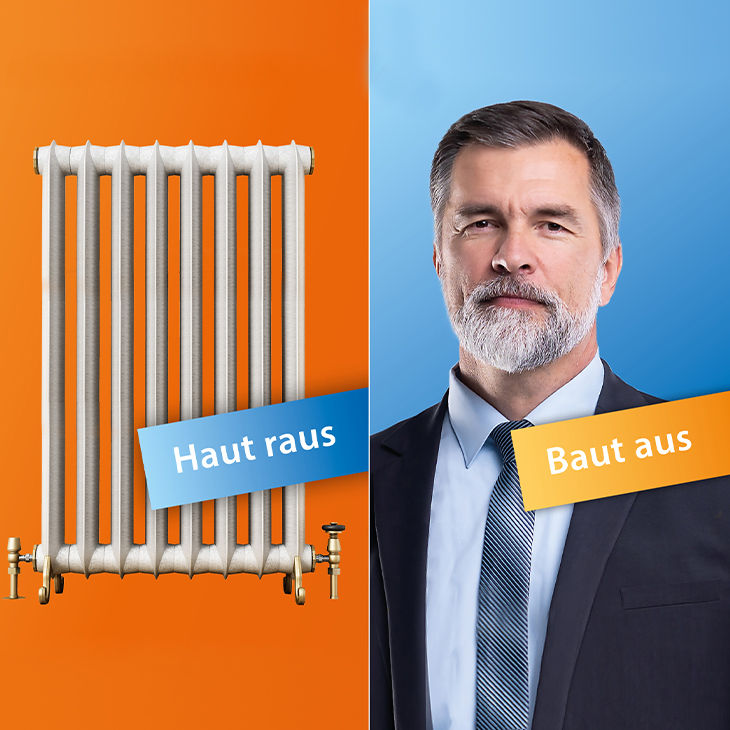 Baufi-Mann und Heizung
