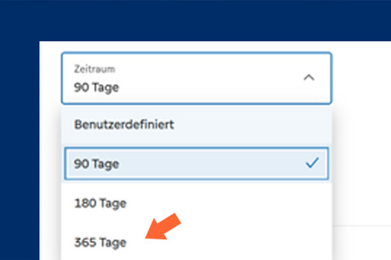 Screenshot aus OnlineBanking Umsätze bis zu 2 Jahre
